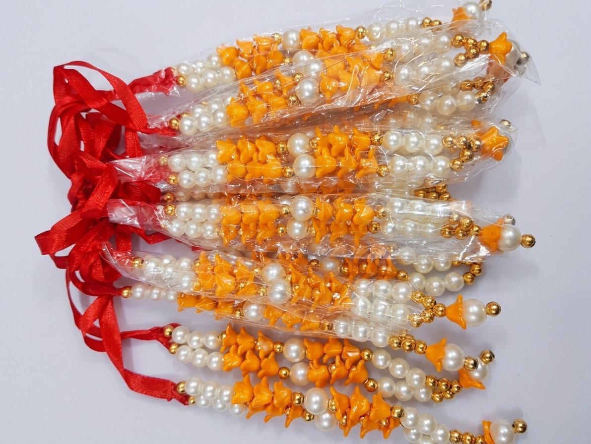 Pearl and Orange Flower Mala
