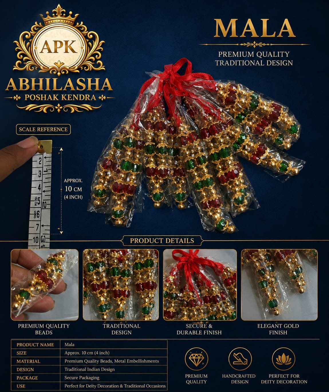 Red and Green Deity Garland Mala