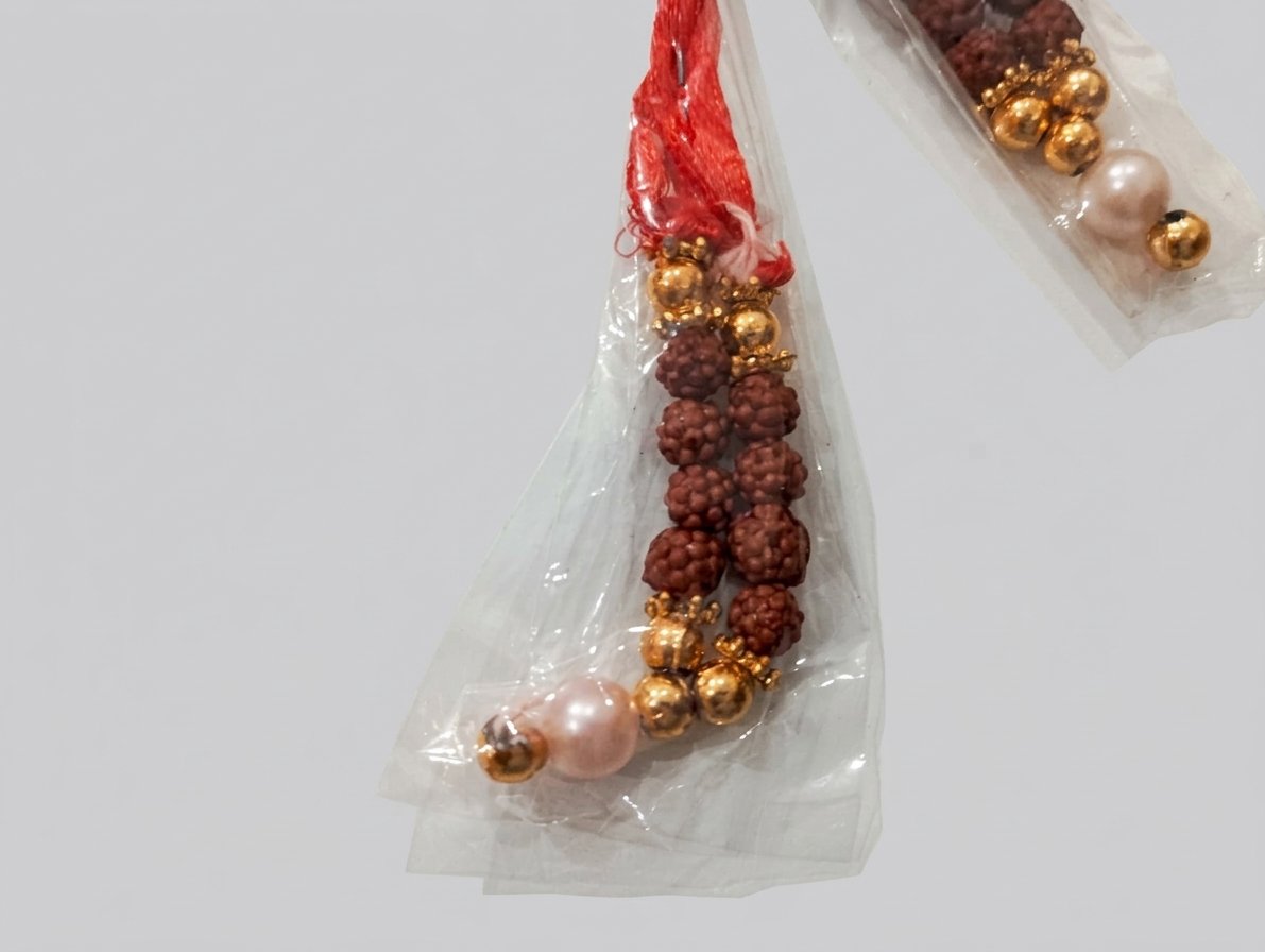 Rudraksha Mala with Golden Beads for Laddu Gopal & Mata Ji