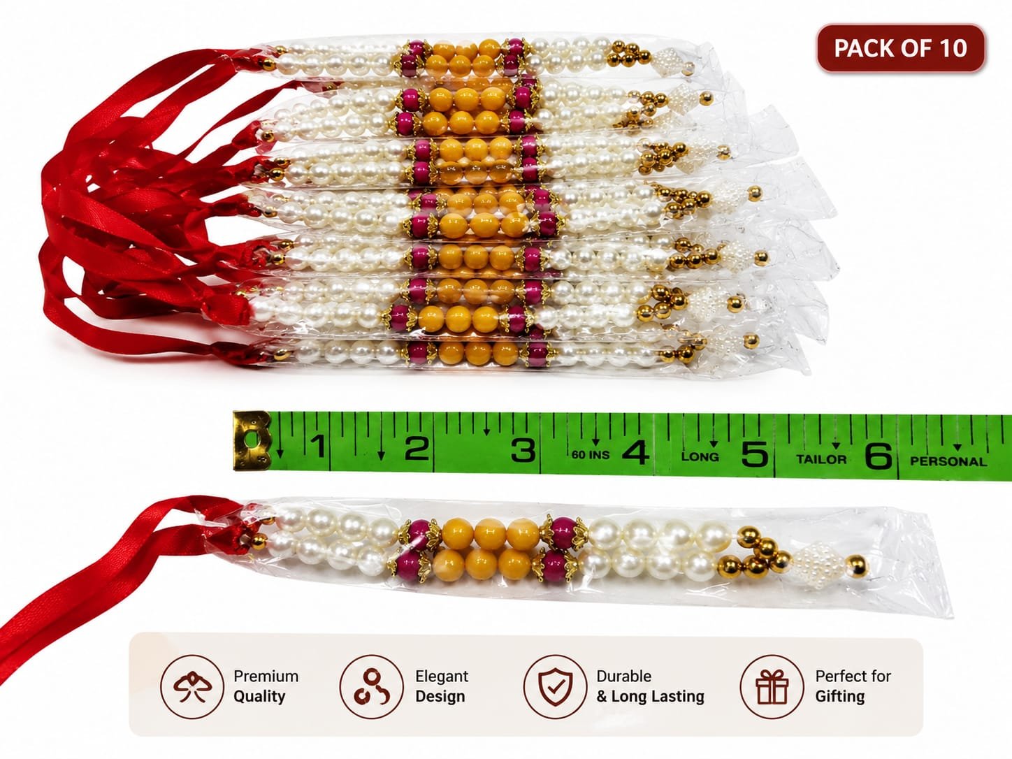 Pearl Bead Mala Pack of 10 for Laddu Gopal & Mata Ji