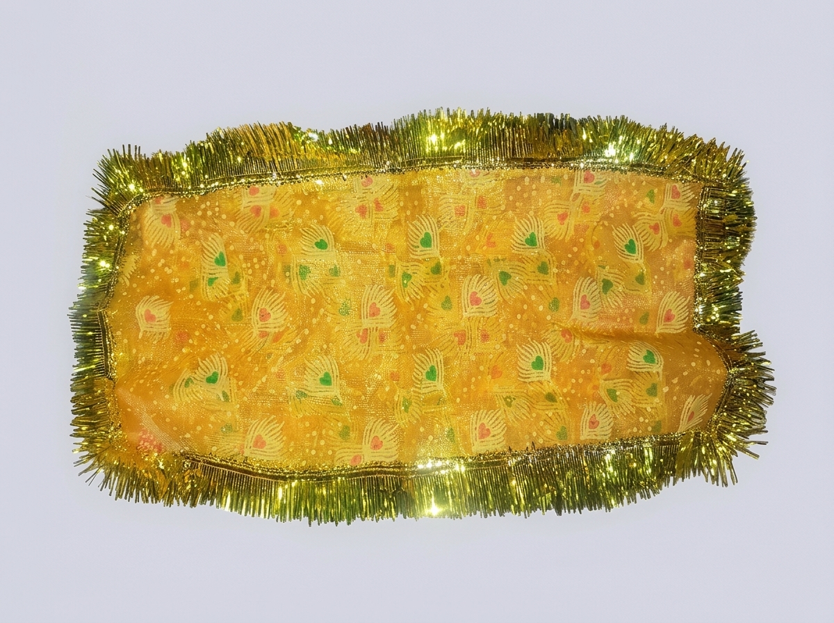 Yellow Pooja Aasan Mat with Lace