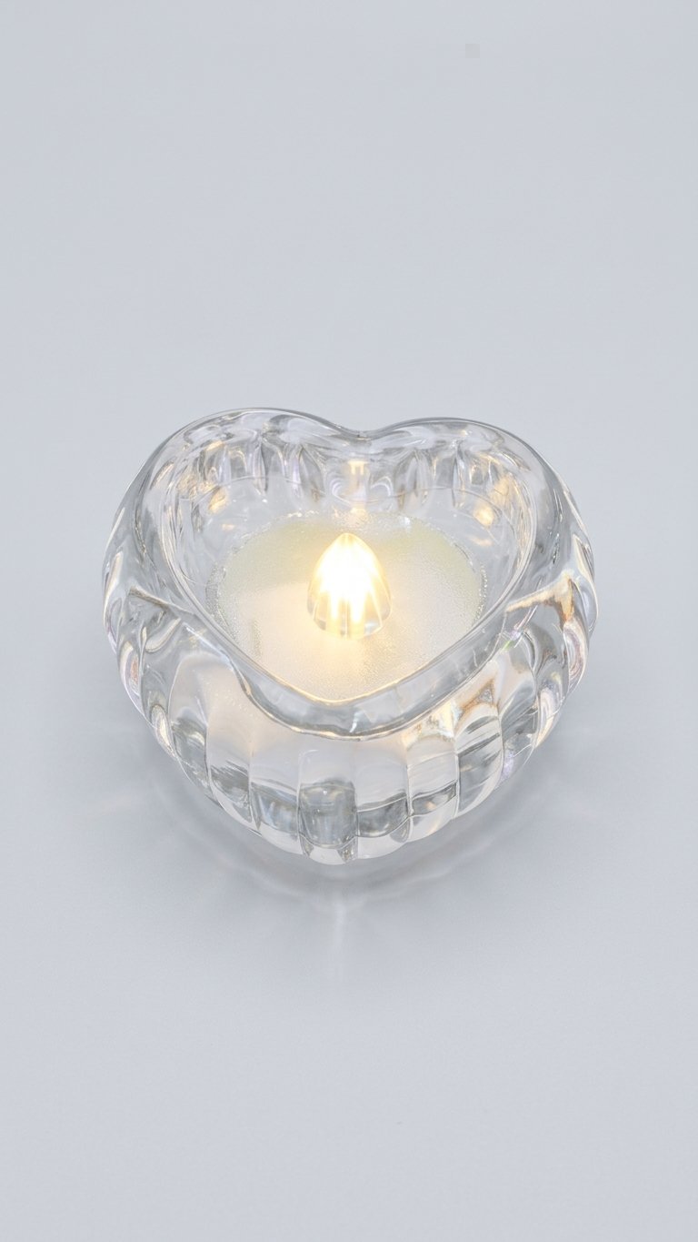 Heart Shape Glass LED Diya