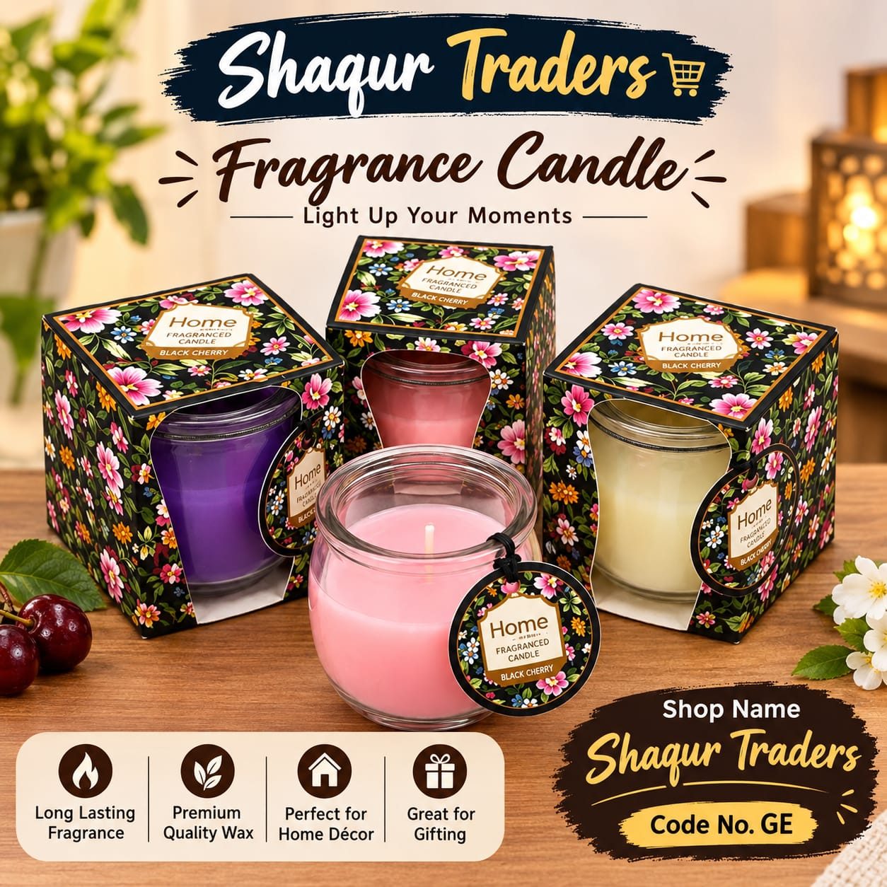 Glass Fragrance Candle pack of 1