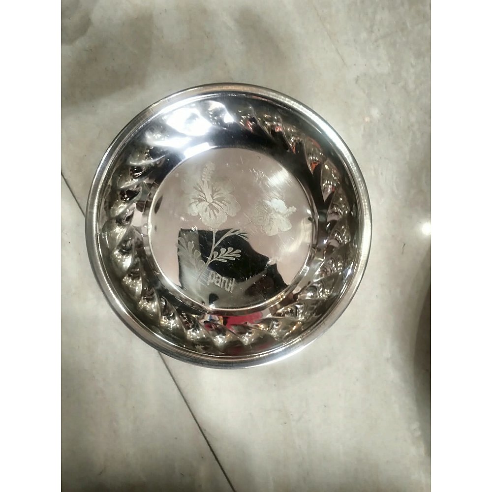 Stainless Steel small Plate with Hibiscus Design and Beaded Rim .25 gm,5.5 inch ,