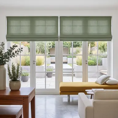 Asparagus Cordless Linen Roman Blinds - Unlined, Cotton or Blackout Lining - Custom Sizes - In 24 Different Colours
