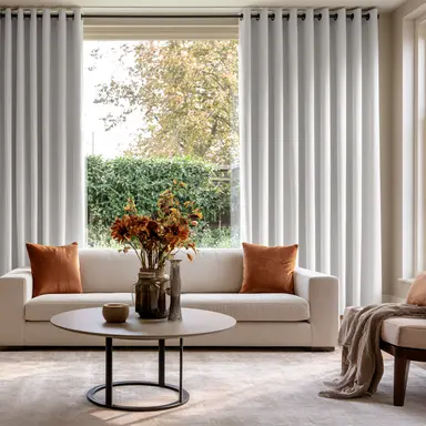 Extra-Long Off-White Velvet Curtains - Custom Headings - Unlined or with Thermal & Soundproof Lining