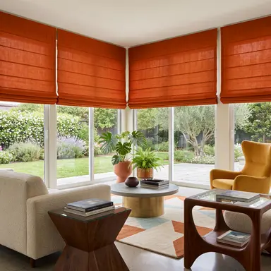 Burnt Orange Cordless Linen Roman Blinds - Unlined, Cotton or Blackout Lining - Custom Sizes - In 24 Different Colours