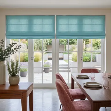 Aquamarine Cordless Linen Roman Blinds - Unlined, Cotton or Blackout Lining - Custom Sizes - In 24 Different Colours