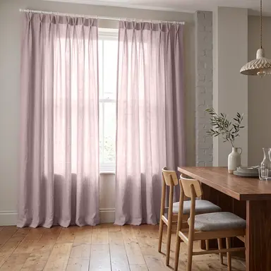 Dusty Pink Linen Dining Room Curtains - Custom Headings - Unlined or with Cotton, Blockout, Thermal & Soundproof Lining