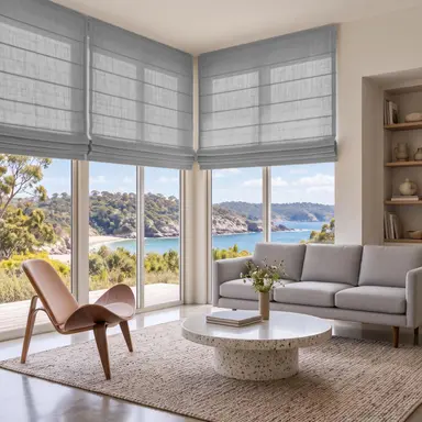 Stone Grey Cordless Linen Roman Blinds - Unlined, Cotton or Blackout Lining - Custom Sizes - In 24 Different Colours
