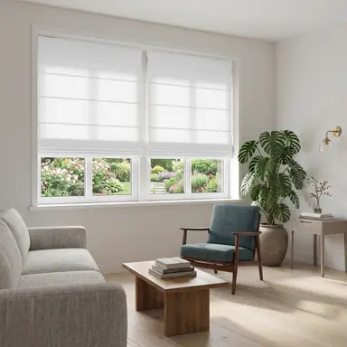 Off-White Heavy Weight Cordless Linen Roman Blinds - Unlined, Cotton or Blackout Lining - Custom Sizes - In 24 Different Colours