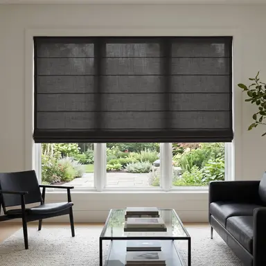 Charcoal Cordless Linen Roman Blinds - Unlined, Cotton or Blackout Lining - Custom Sizes - In 24 Different Colours