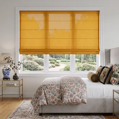 Mustard Yellow Cordless Linen Roman Blinds - Unlined, Cotton or Blackout Lining - Custom Sizes - In 24 Different Colours
