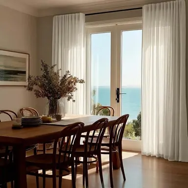 Cream Linen Dining Room Curtains - Custom Headings - Unlined or with Cotton, Blockout, Thermal & Soundproof Lining