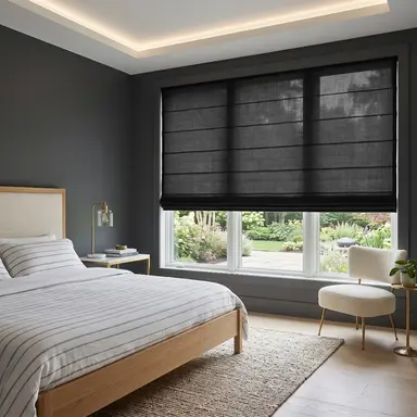 Black Cordless Linen Roman Blinds - Unlined, Cotton or Blackout Lining - Custom Sizes - In 24 Different Colours