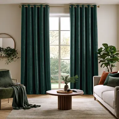 Extra-Long Hunter Green Velvet Curtains - Custom Headings - Unlined or with Thermal & Soundproof Lining
