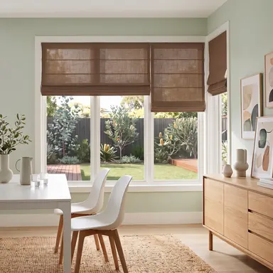 Tawny Brown Cordless Linen Roman Blinds - Unlined, Cotton or Blackout Lining - Custom Sizes - In 24 Different Colours
