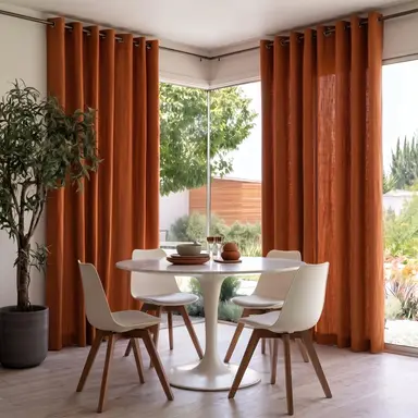Terracotta Heavy Weight Linen Dining Room Curtains - Custom Headings - Unlined or with Cotton, Blockout, Thermal & Soundproof Lining