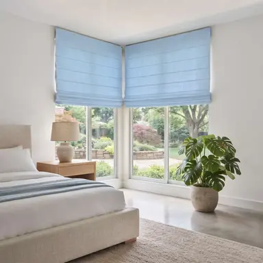 Sky Blue Cordless Linen Roman Blinds - Unlined, Cotton or Blackout Lining - Custom Sizes - In 24 Different Colours