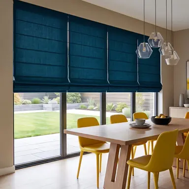 Peacock Blue Cordless Linen Roman Blinds - Unlined, Cotton or Blackout Lining - Custom Sizes - In 24 Different Colours