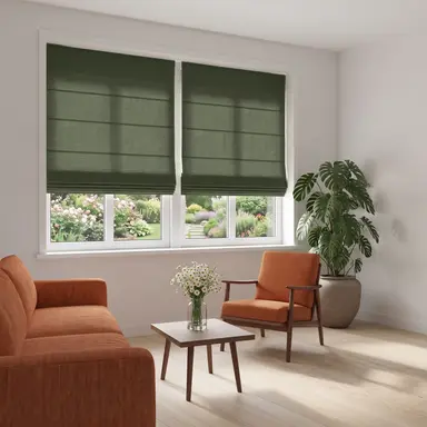 Sage Green Cordless Linen Roman Blinds - Unlined, Cotton or Blackout Lining - Custom Sizes - In 24 Different Colours