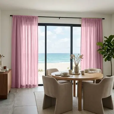 Dusty Rose Linen Dining Room Curtains - Custom Headings - Unlined or with Cotton, Blockout, Thermal & Soundproof Lining