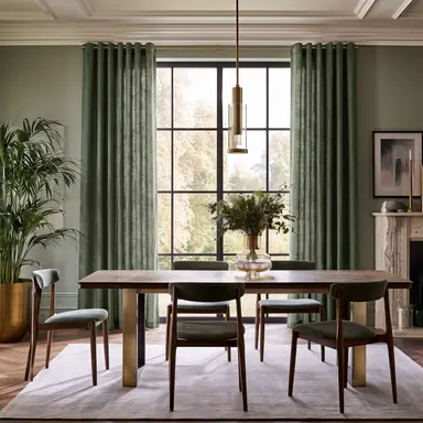 Sage Green Linen Dining Room Curtains - Custom Headings - Unlined or with Cotton, Blockout, Thermal & Soundproof Lining
