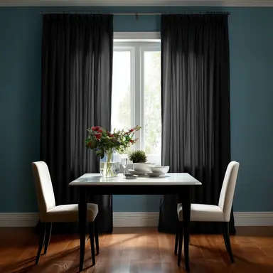Black Linen Dining Room Curtains - Custom Headings - Unlined or with Cotton, Blockout, Thermal & Soundproof Lining