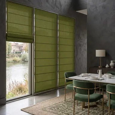 Moss Green Cordless Linen Roman Blinds - Unlined, Cotton or Blackout Lining - Custom Sizes - In 24 Different Colours