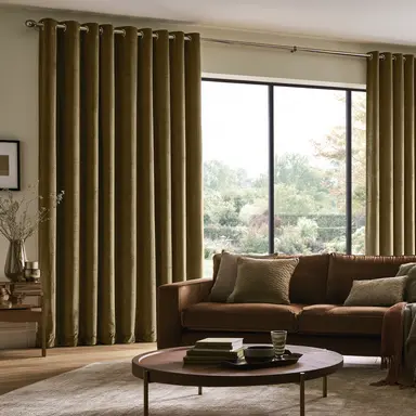 Extra-Long Olive Brown Velvet Curtains - Custom Headings - Unlined or with Thermal & Soundproof Lining