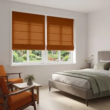 Terracotta Heavy Weight Cordless Linen Roman Blinds - Unlined, Cotton or Blackout Lining - Custom Sizes - In 24 Different Colours