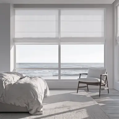 White Cordless Linen Roman Blinds - Unlined, Cotton or Blackout Lining - Custom Sizes - In 24 Different Colours