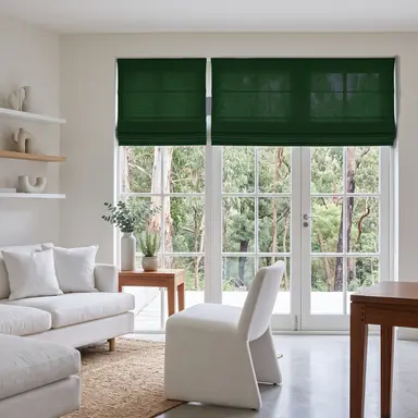 Forest Green Cordless Linen Roman Blinds - Unlined, Cotton or Blackout Lining - Custom Sizes - In 24 Different Colours