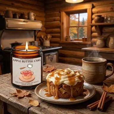 Apple Butter Cake Soy Candle, Gourmand, Warm Bakery Scent, Autumn Spice, Fall Candle, Bookish gifts, Cottagecore, cozy kitchen gift, Vanilla
