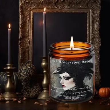 The Bloodstone Manor Soy Candle – Dark Plum + Leather + Smoke