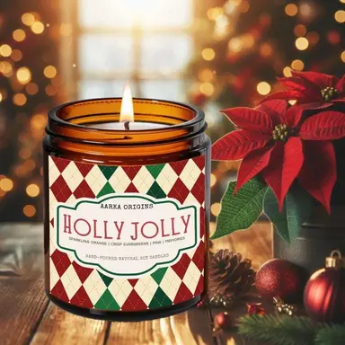 Holly Jolly Soy Candle – Cranberry + Pine + Spice