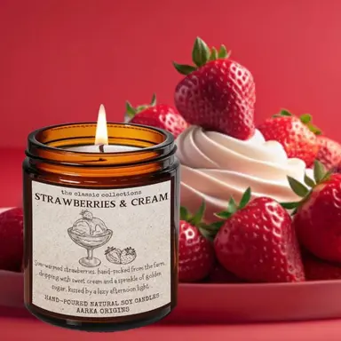 Strawberries & Cream Soy Candle – Strawberry + Cream + Sugar