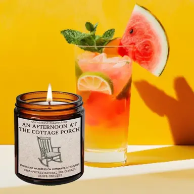 An Afternoon At The Cottage Porch Soy Candle, Watermelon lemonade, Cozy Cottagecore, Summer, Farmhouse decor, Lemon scented, Porch Lemonade