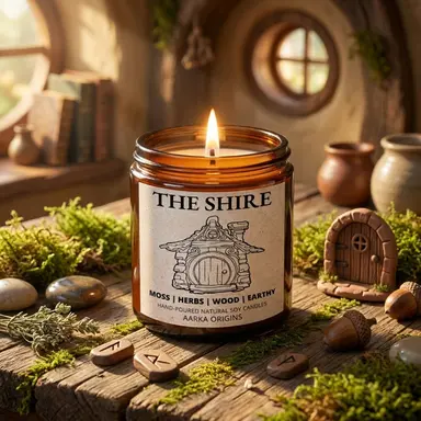 The Shire Soy Candle for Book Lovers – Hobbit Candle – Earth + Moss + Wood + Herb