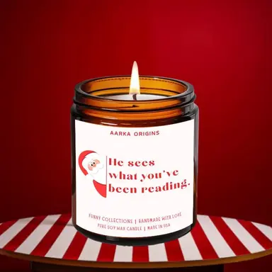 Book Lover Christmas Gift Soy Candle – Pine + Cocoa + Spice