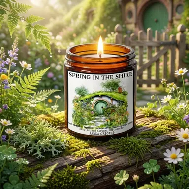 Spring in The Shire Soy Candle – Wildflower Candle for Book Lovers – Wildflowers + Oakmoss + Bergamot