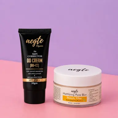 Aegte Organics Skin Corrector DD Cream & Mattifying Pore Blur Beauty Filter Primer + Sunscreen with Broad Spectrum SPF 55++