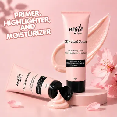 Aegte 3D Lumi Strobe Cream, Primer + Highlighter + Moisturizer, Goodness of Skin Repair Probiotics, Vitamin C & Hyaluronic Acid