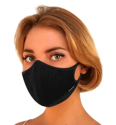 Aria Fashion N97 Face Mask with Embedded Filter. 99.99% protection at PM2.5 Microns • Super-breathable outer with organic bamboo inner.