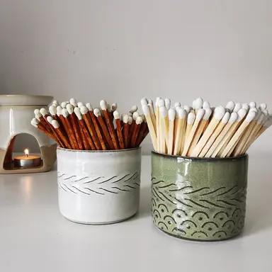 Ceramic Match Pot – Reactive Glaze & Long Matches