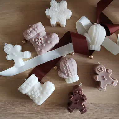 Handmade Unscented Christmas Soy Candles | Soy Pillar Candle Ornaments