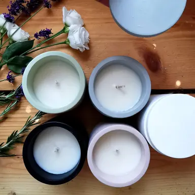 Hand-Poured Citronella Soy Candle in Reusable Cement Pot