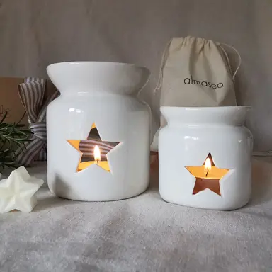 Star Candle Warmer – White Ceramic Wax Burner, Two Sizes