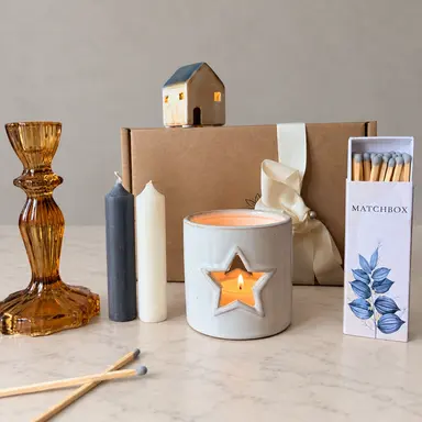 Festive Candle Holder Set | LED House and matches