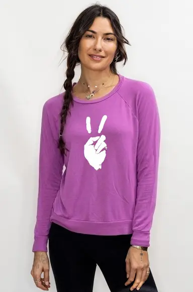 **PRE ORDER** 'Peace Sign' Ultra Soft Raglan - Wild Orchid